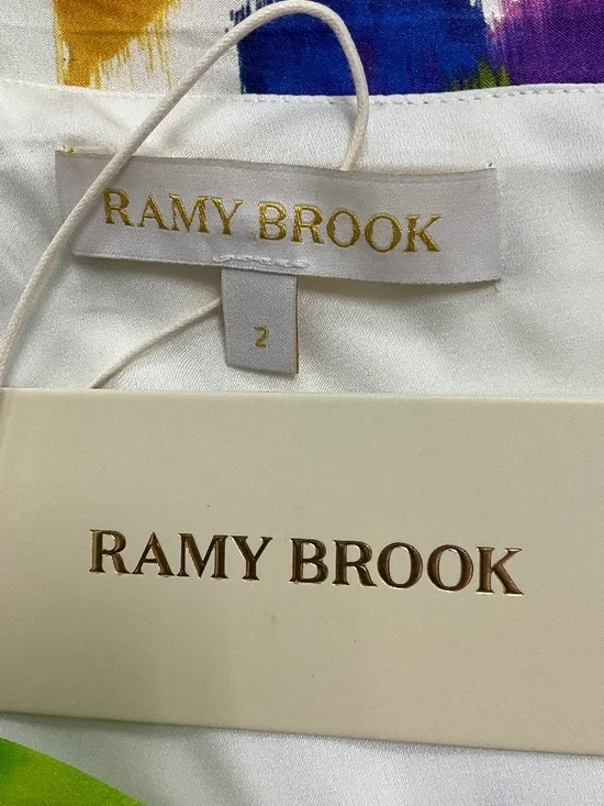 RAMY BROOK IVORY FLORAL PRINTED SILK OFF THE SHOULDER MAXI DRESS - Picture 4 of 4